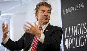 Republican presidential candidate, Sen. Rand Paul, R-Ky., speaks at an Illinois Policy Institute event Wednesday, May 27, 2015, in Chicago. (Rich Hein/Sun-Times Media via AP) MANDATORY CREDIT, MAGAZINES OUT, NO SALES; CHICAGO TRIBUNE OUT