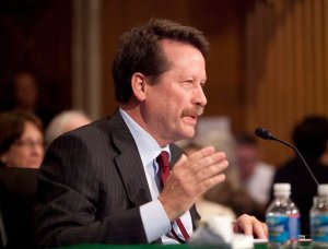 Dr. Robert Califf, President Barack Obama's nominee to lead the Food and Drug Administration (FDA), testifies on Capitol Hill in Washington, Tuesday, Nov. 17, 2015, before the Senate Health, Education, Labor and Pensions Committee hearing on his nomination. (AP Photo/Pablo Martinez Monsivais)