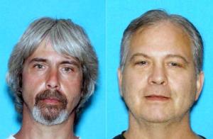 These undated booking photos provided by the Snohomish County Sheriff Office shows Tony Reed, left and John Reed. Authorities are searching for the two brothers who were involved in a property dispute with a missing Washington state couple. Neighbors reported Patrick Shunn and his wife, Monique Patenaude, of Arlington missing on Tuesday when their livestock was left unattended, and detectives in Snohomish County now believe they were killed. (Snohomish County Sheriff Office via AP )